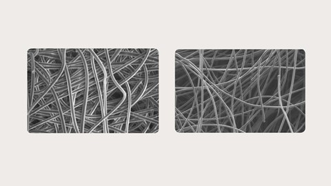 Exufiber vs. konkurrerende fiberbandasjer under et mikroskop