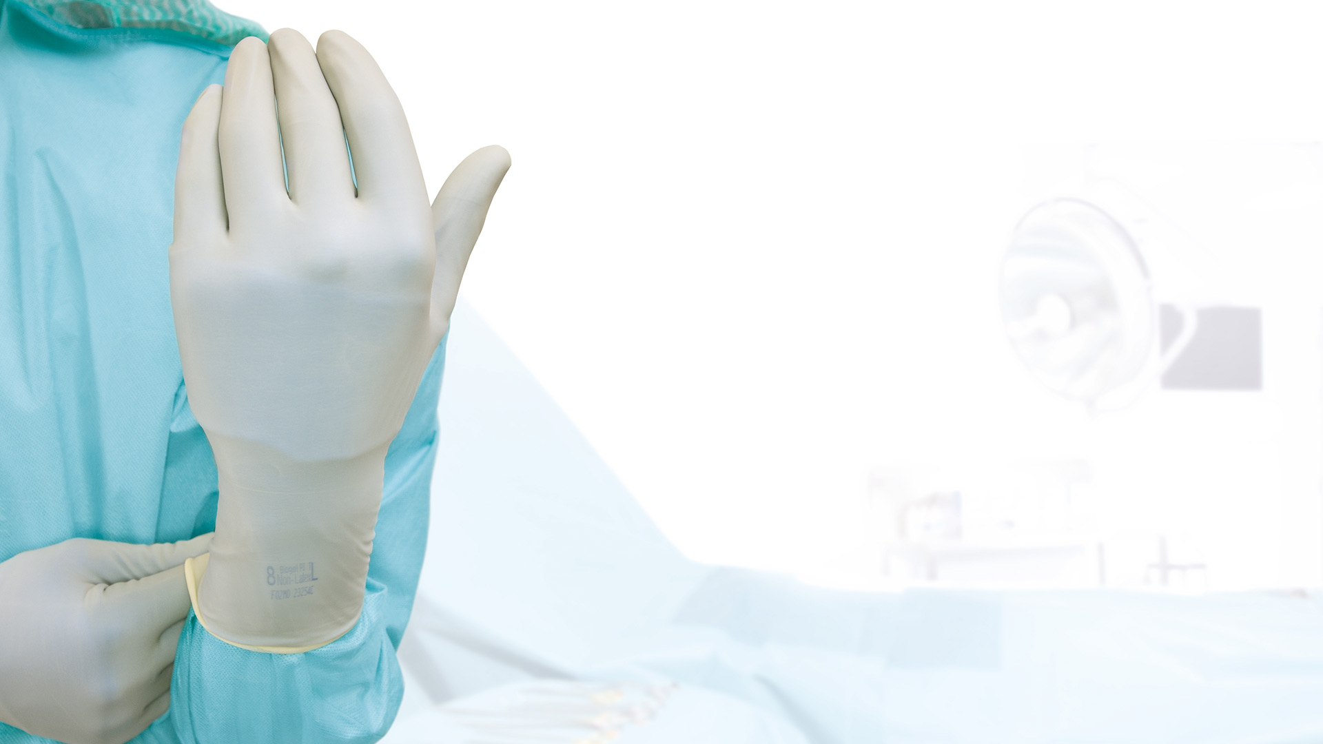 Healthcare professional wearing Biogel synthetic gloves